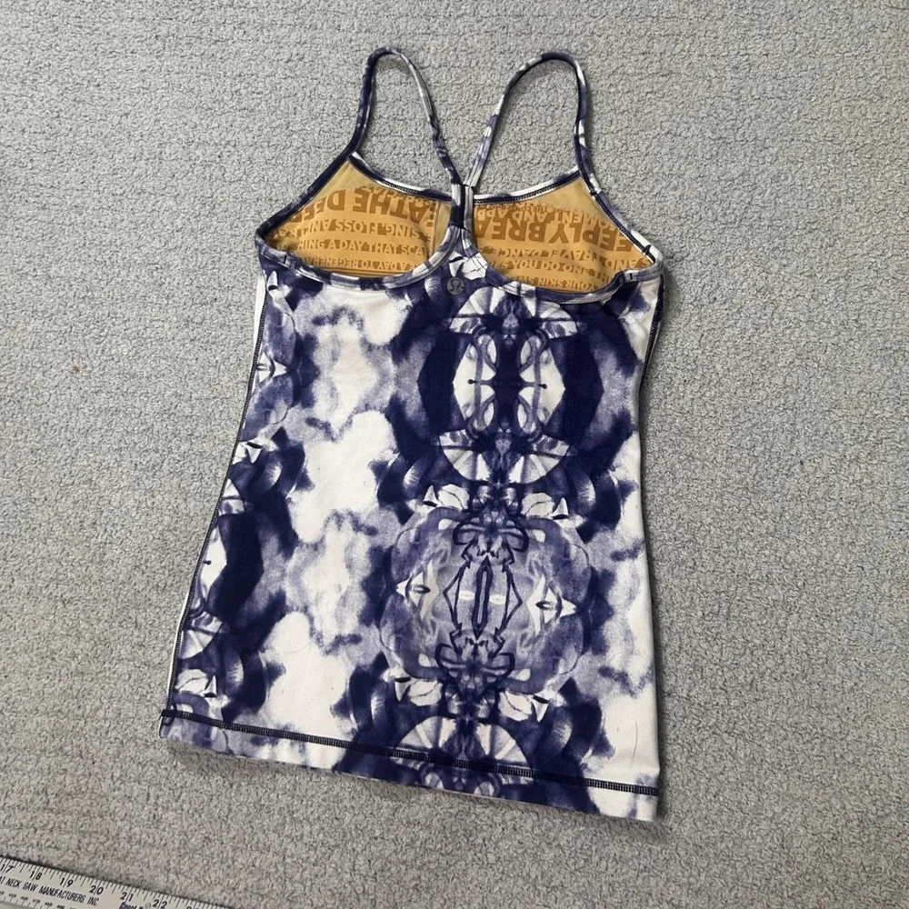 Lululemon Power Y Tank 4 Indigo White‎ Kaleidoscope Yoga Pilates Athleisure Boho